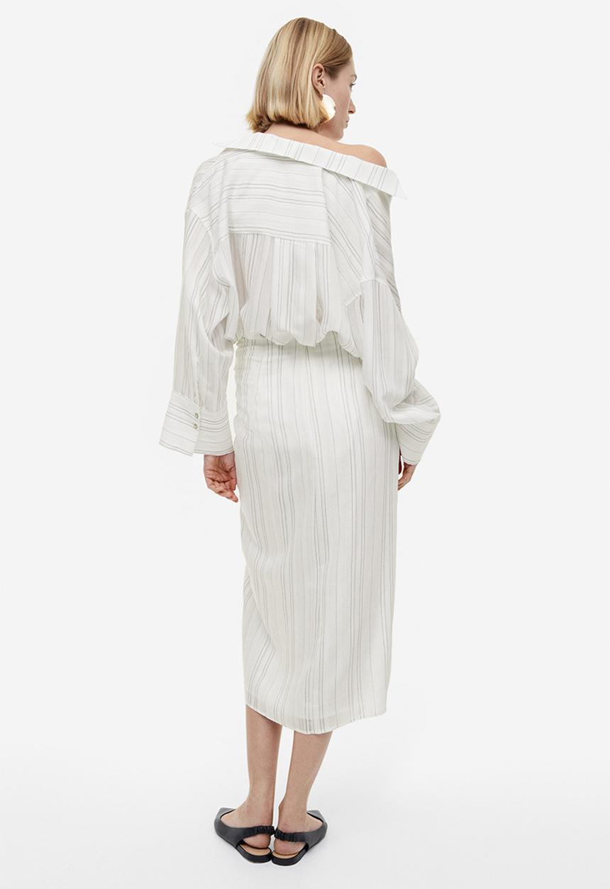 H&M - Knot-detail skirt - white striped