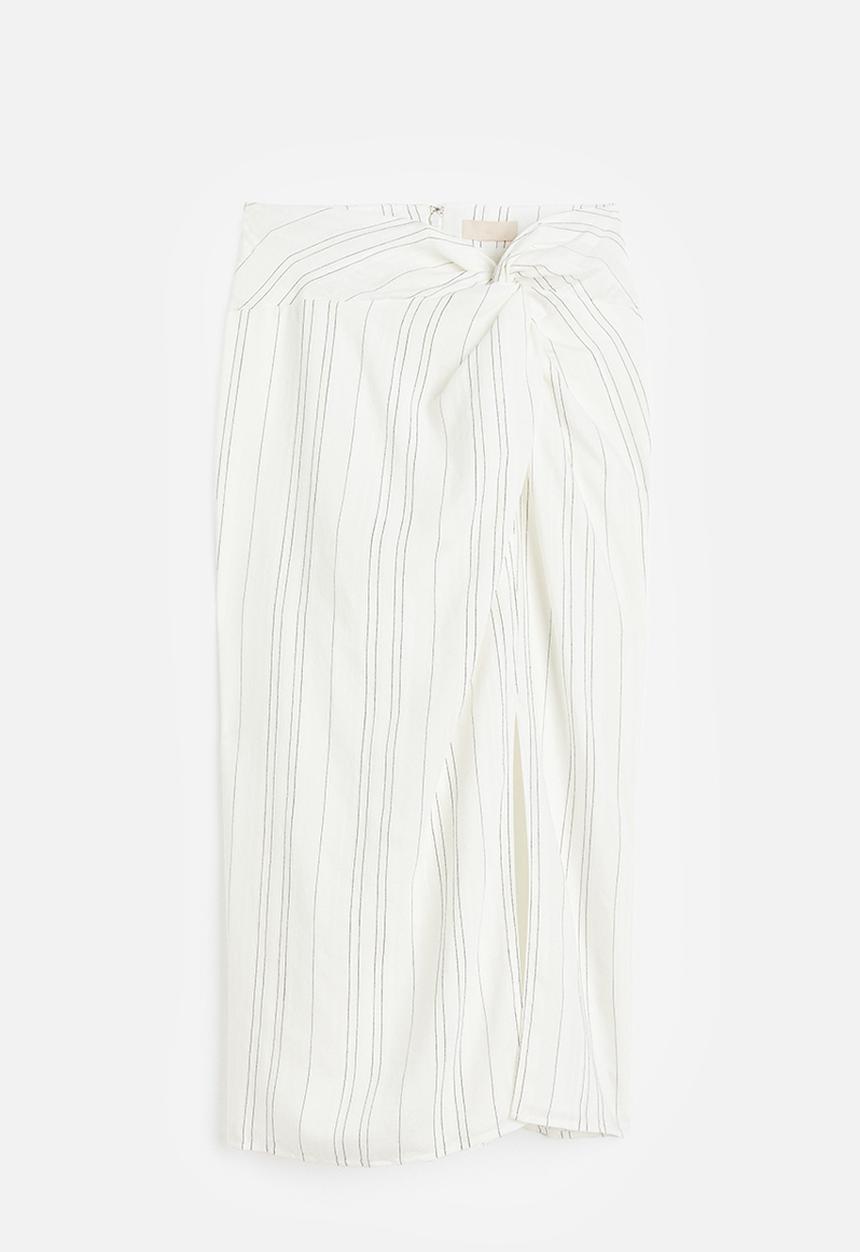 H&M - Knot-detail skirt - white striped