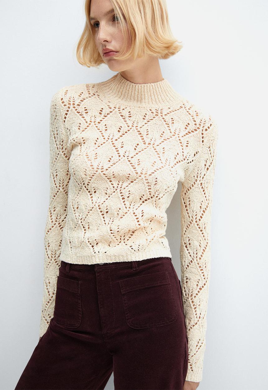 MANGO - Sweater Piqui - Light Beige
