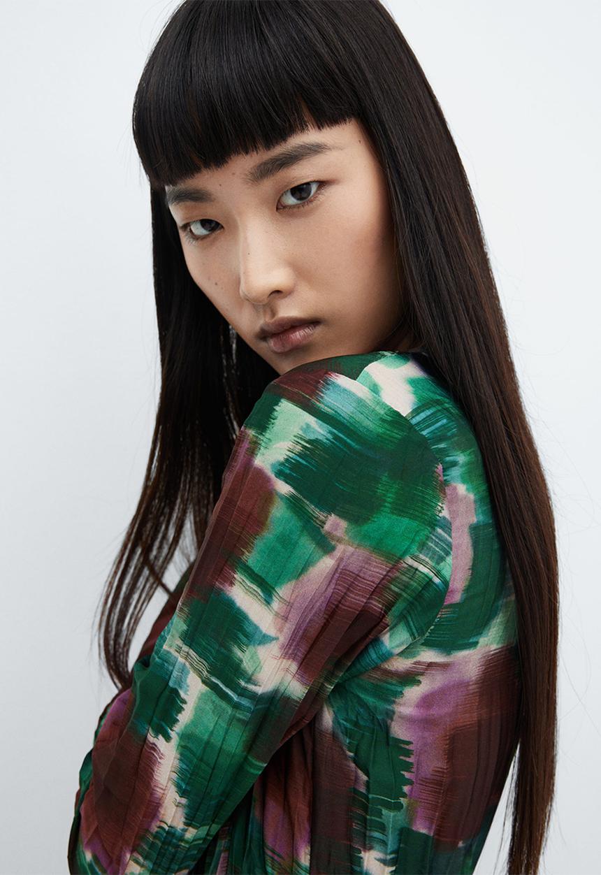 MANGO - Dress Nogal - Green