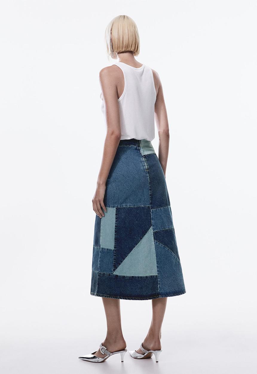 MANGO - Skirt saige - open-blue