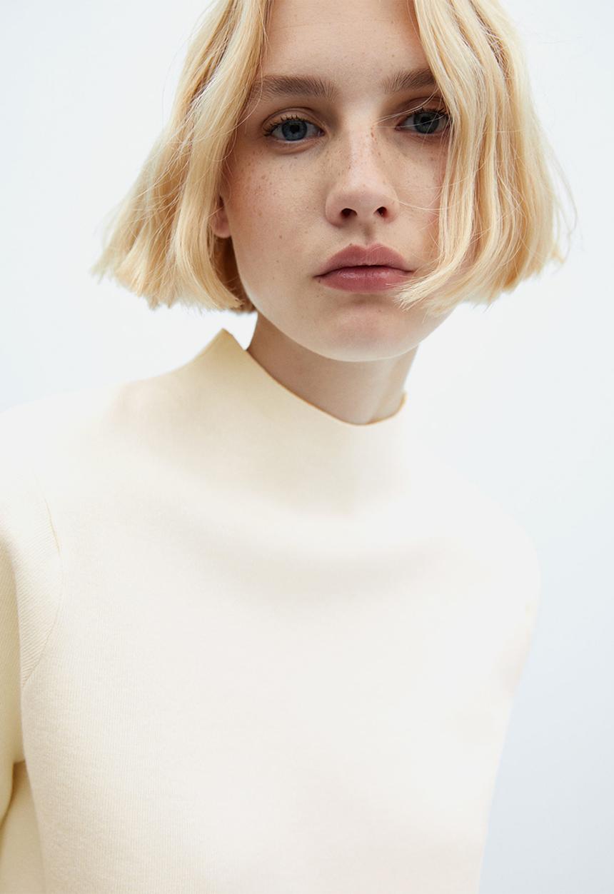 MANGO - Sweater chimney - light beige