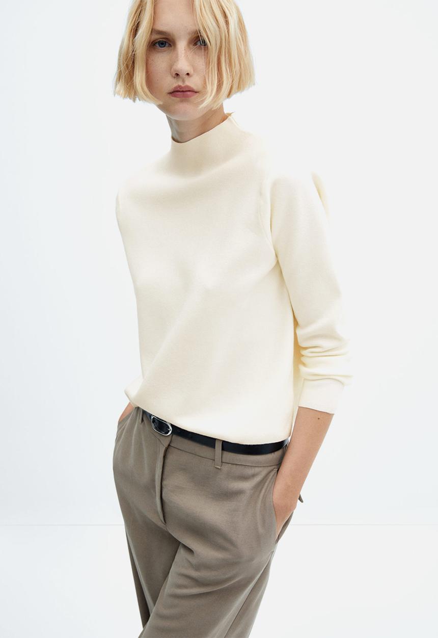 MANGO - Sweater chimney - light beige