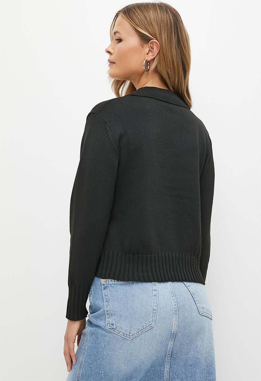 dailyfriday - Collared sweater - black