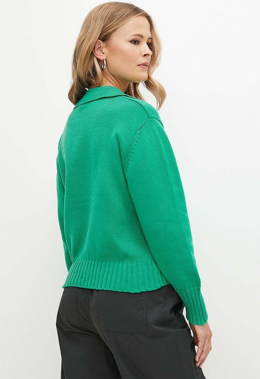 dailyfriday - Collared sweater - green