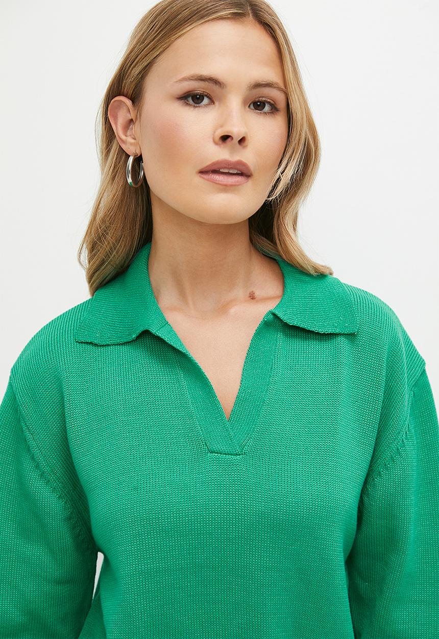 dailyfriday - Collared sweater - green