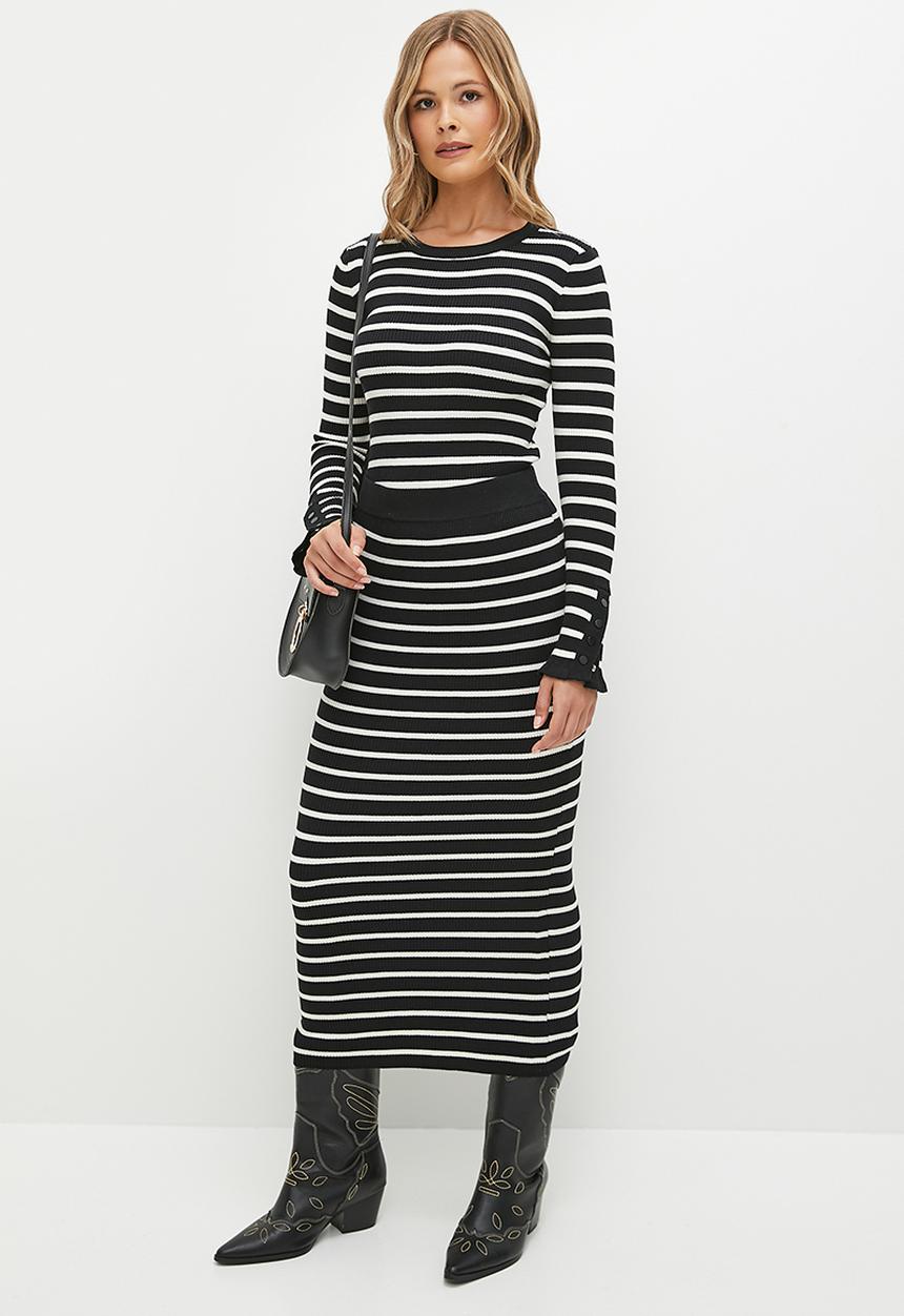 dailyfriday - Co-ord stripe crew knitwear - black/white