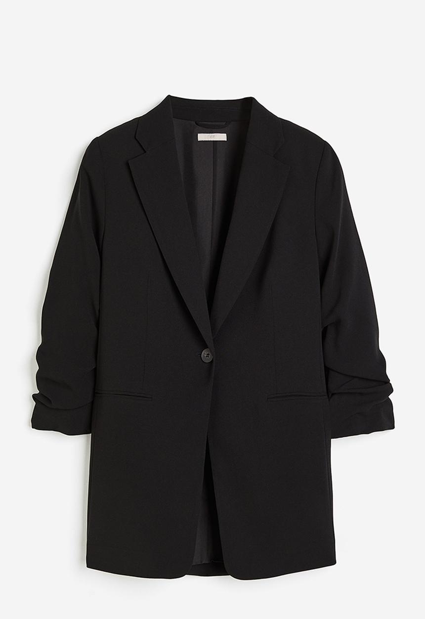 H&M - Gathered-sleeve jacket - black