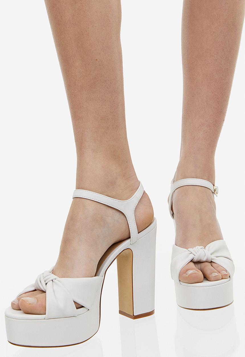 H&M - Knot-detail platform sandals - natural white