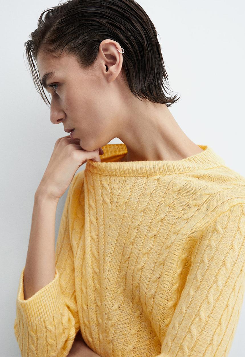 MANGO - Sweater aga - light pastel yellow