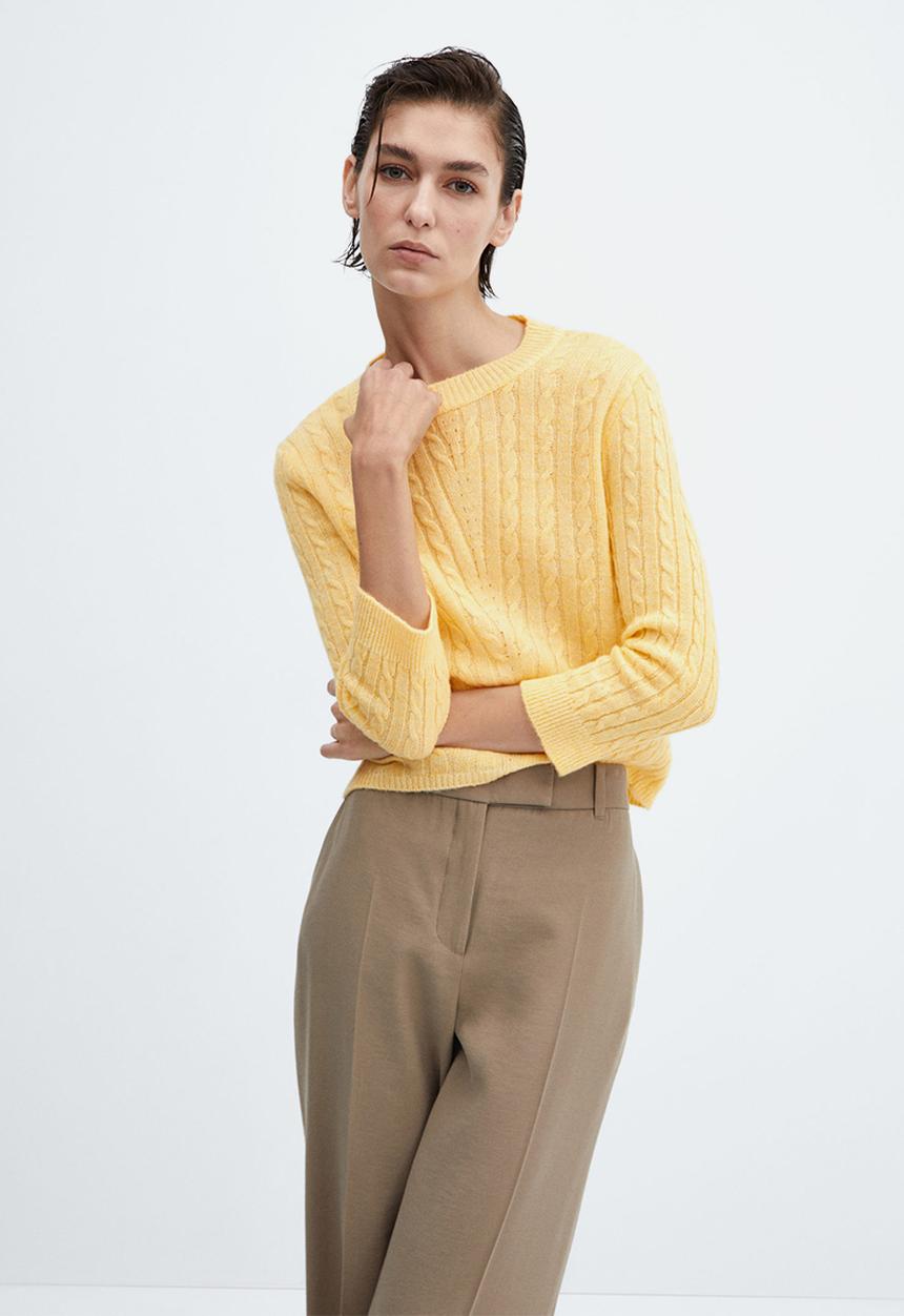 MANGO - Sweater aga - light pastel yellow