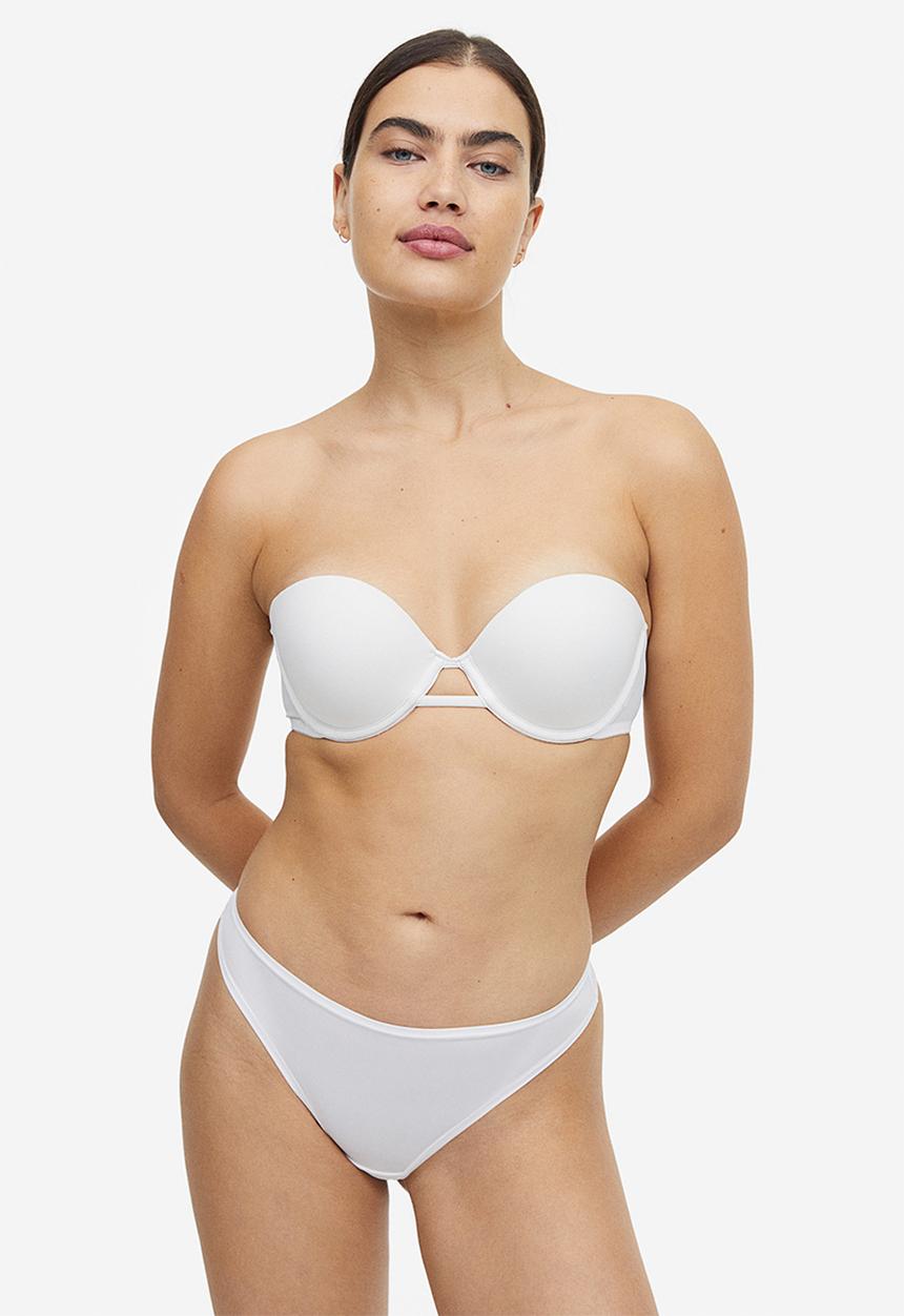 H&M - Microfibre push-up balconette bra - white