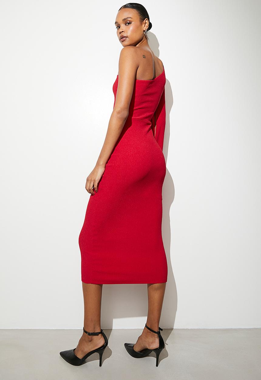 VELVET - Volume sleeve midi dress - salsa
