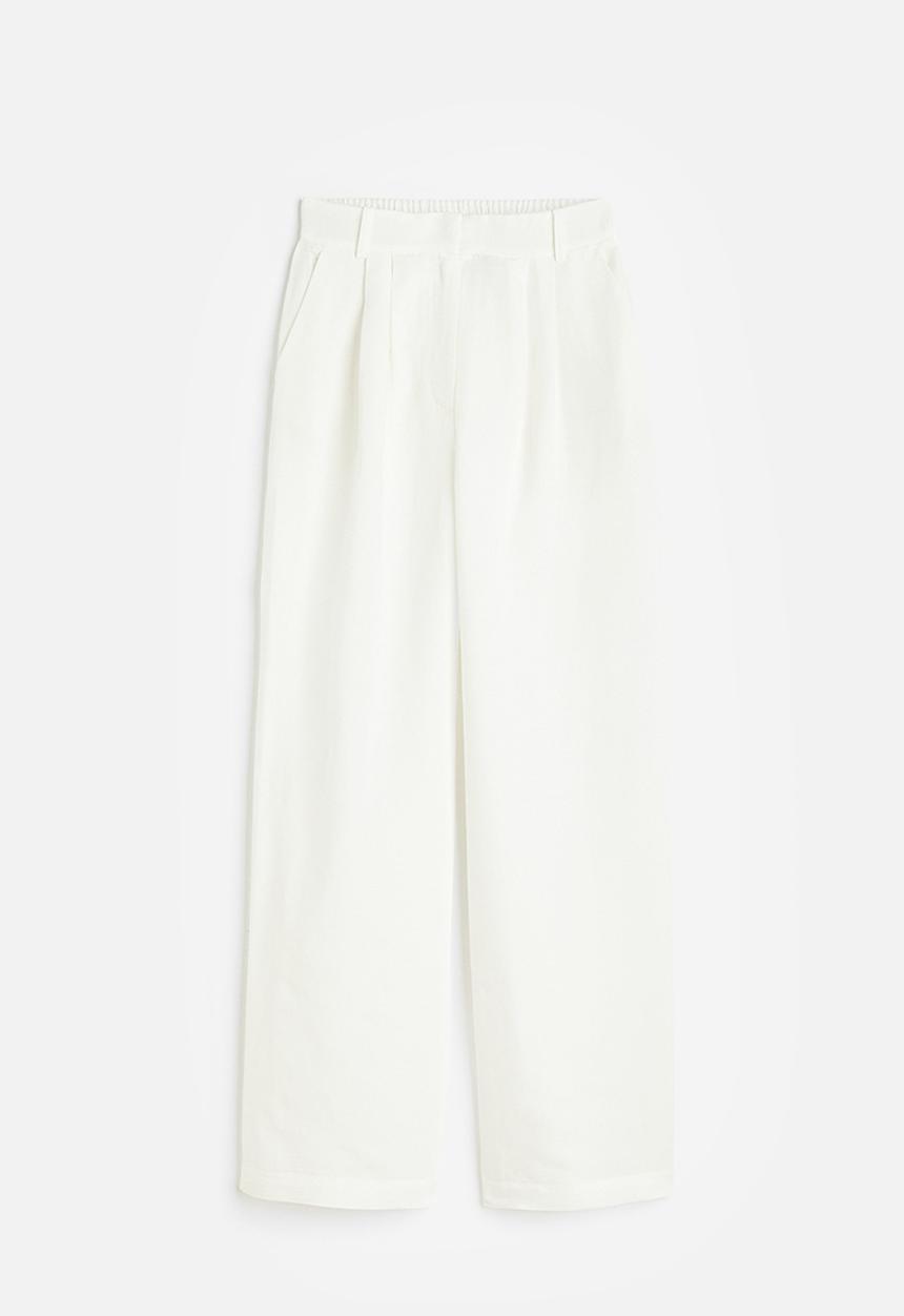 H&M - Wide linen-blend trousers - white