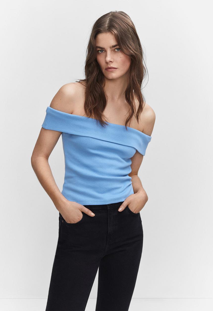 MANGO - T-Shirt Berta-H - Light/ Pastel Blue