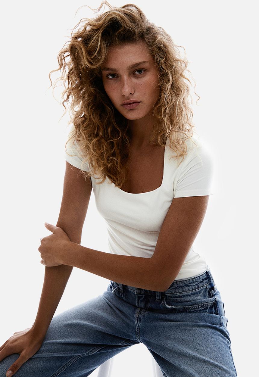 H&M - Square-neck top - white
