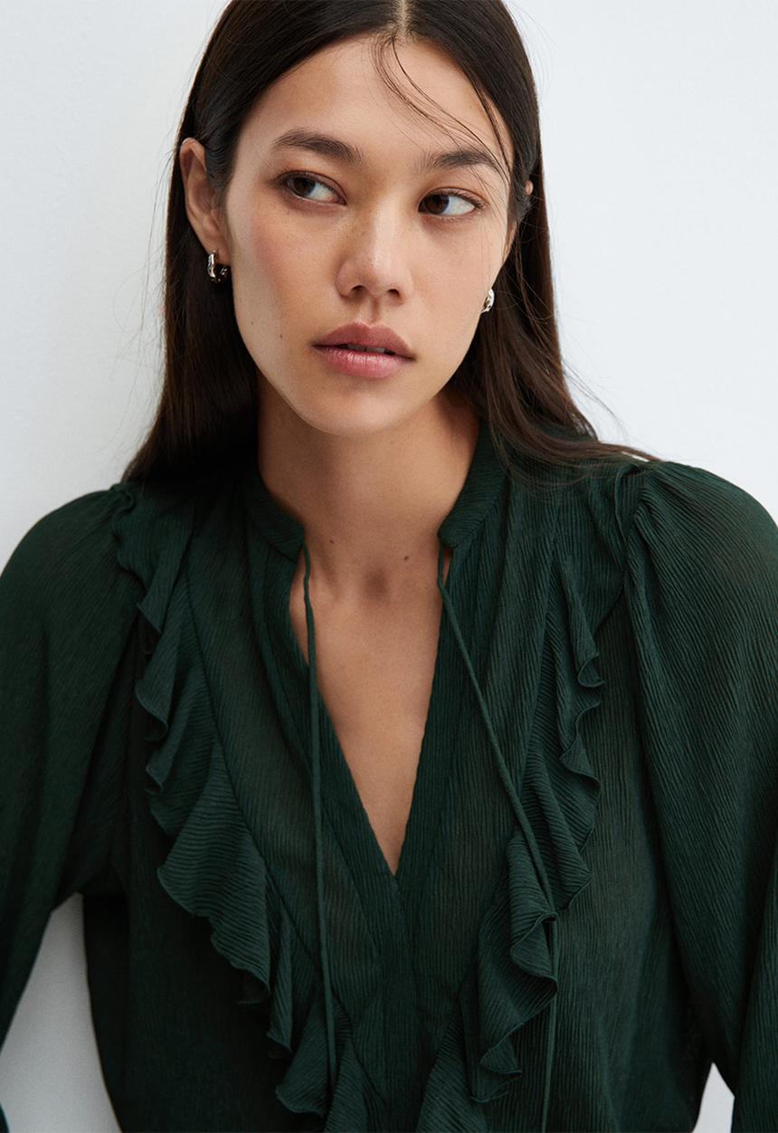 MANGO - Blouse linus - green