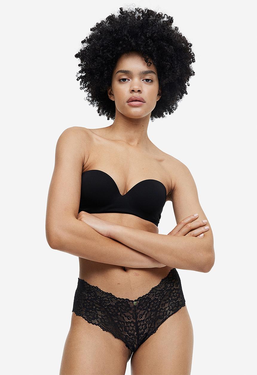 H&M - Seamless balconette bra - black