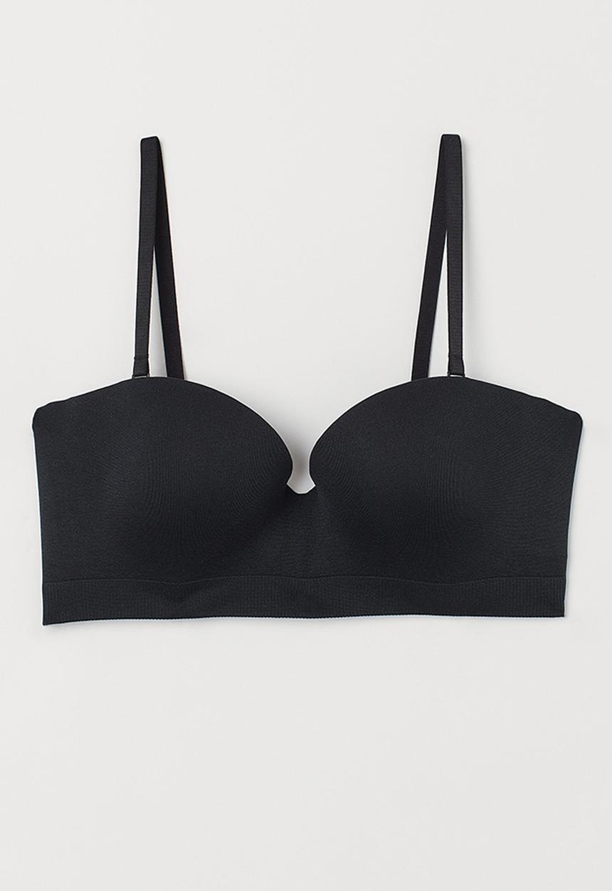 H&M - Seamless balconette bra - black