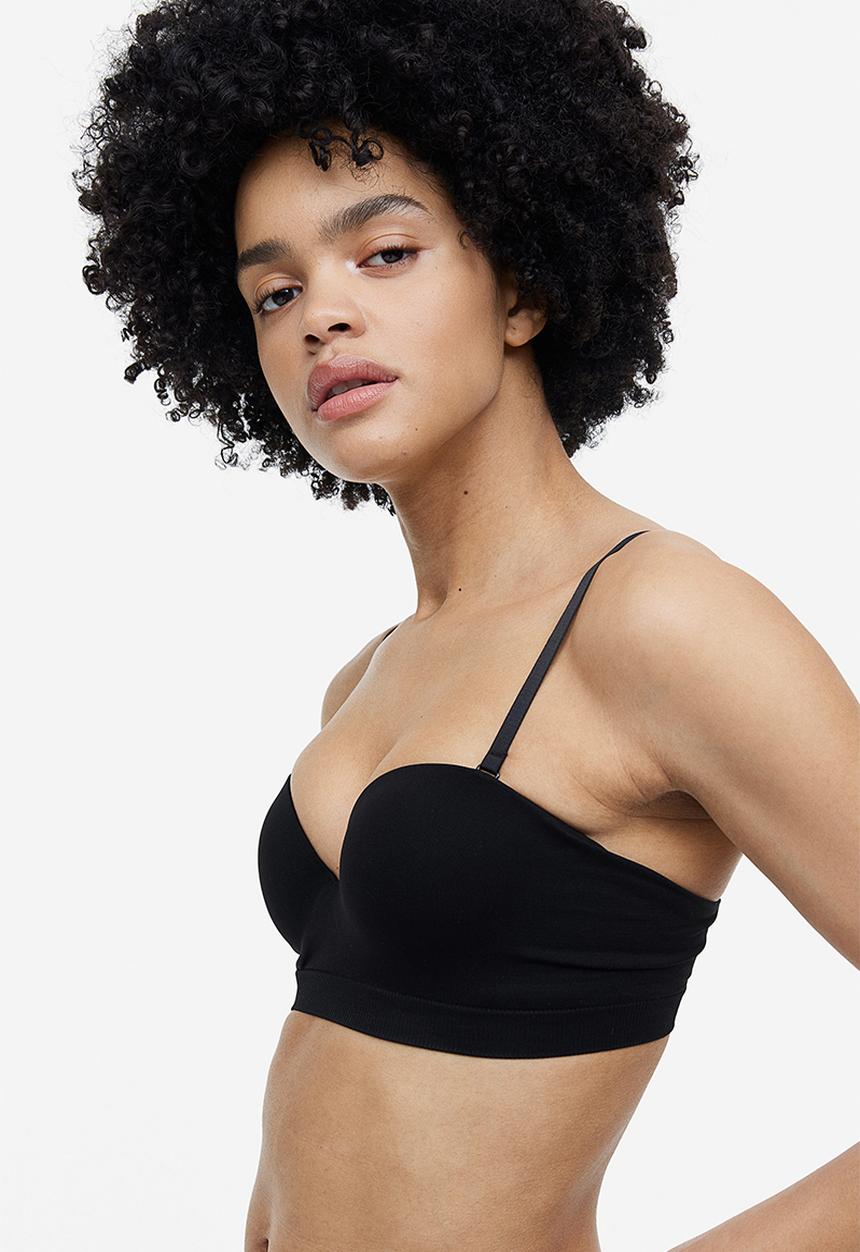 H&M - Seamless balconette bra - black