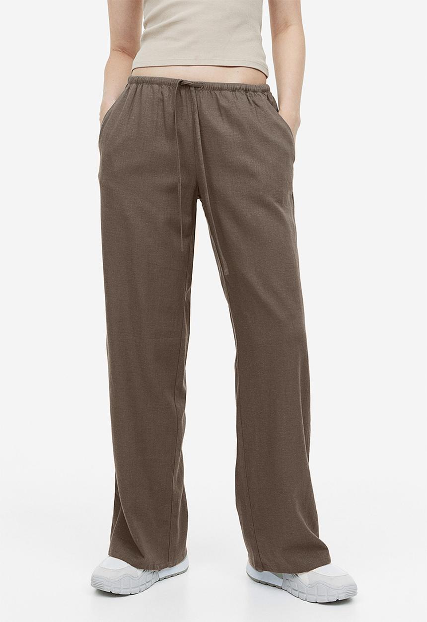 H&M - Wide trousers - dark greige 