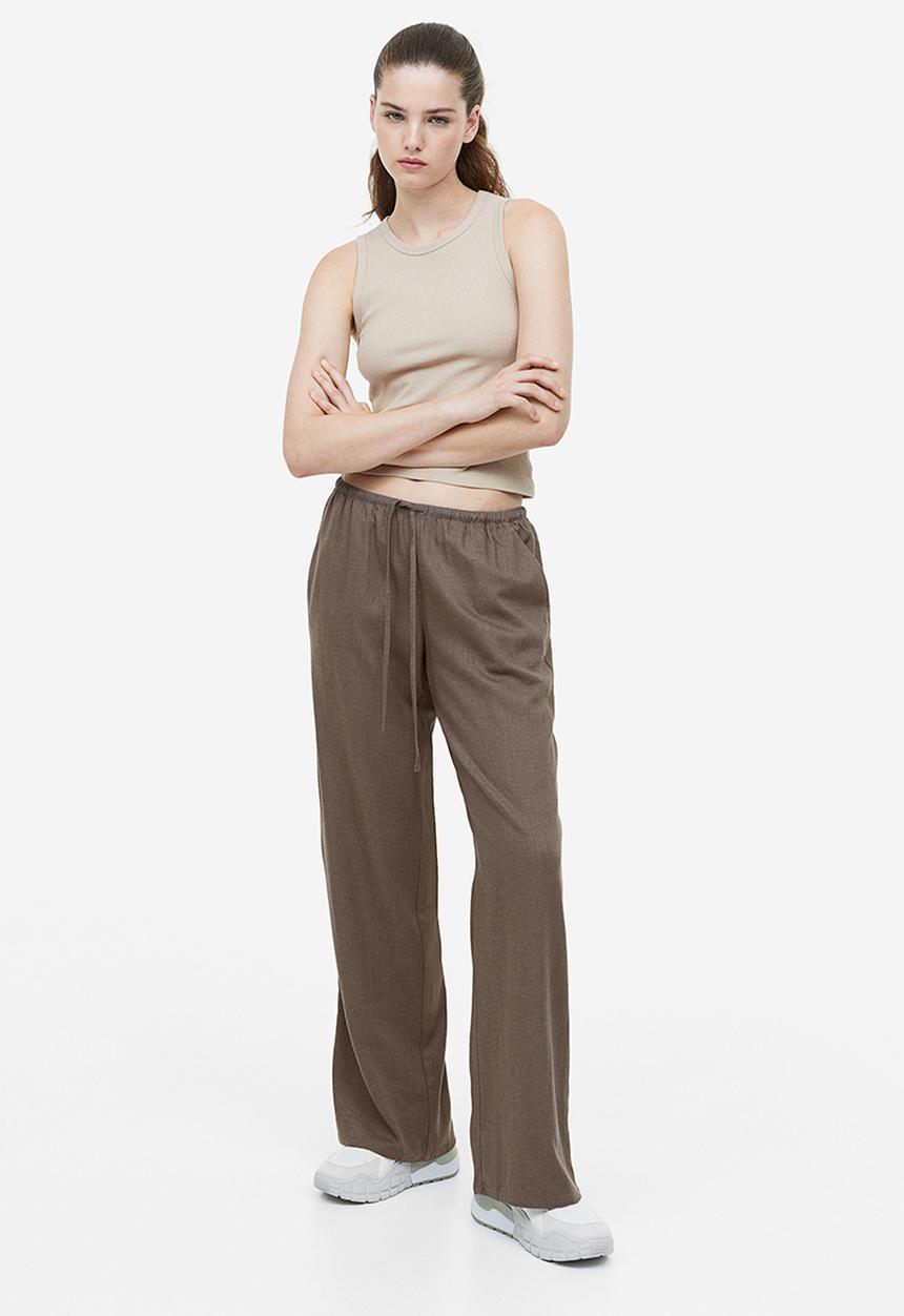 H&M - Wide trousers - dark greige 