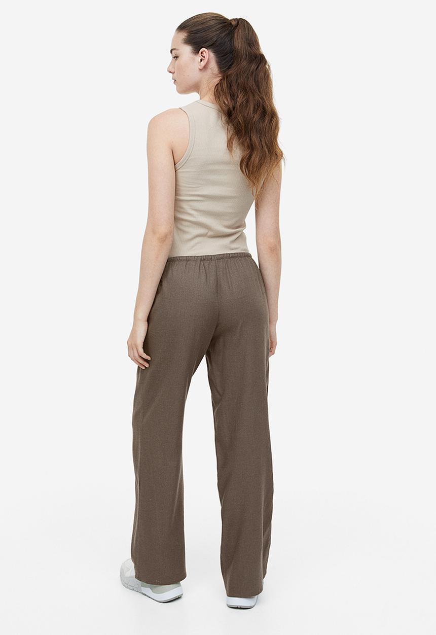 H&M - Wide trousers - dark greige 