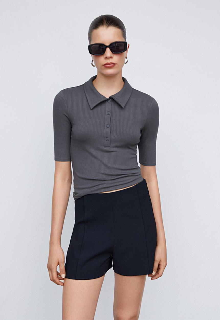 MANGO - Polo Shirt Grena - Gray