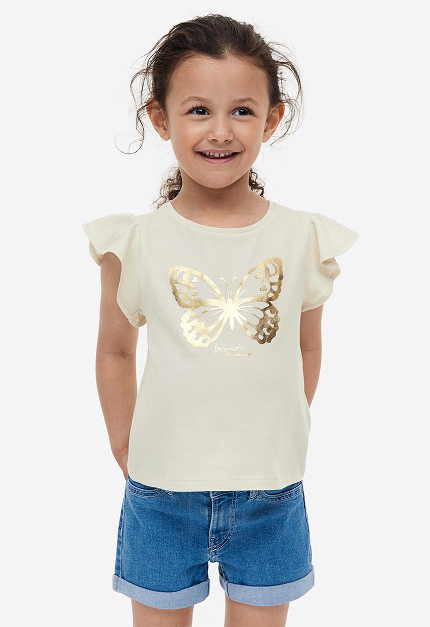 H&M - Flutter-sleeved jersey top - white