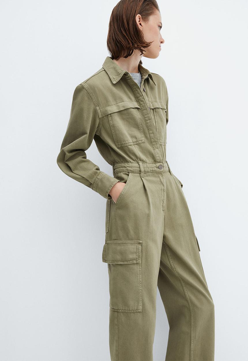 MANGO - One-Piece Suit Ivete - Beige/Khaki