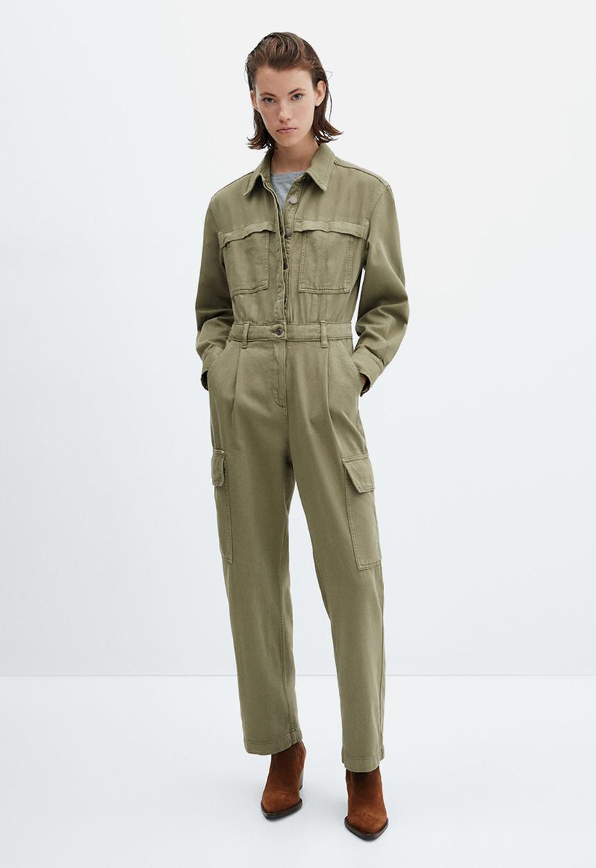 MANGO - One-Piece Suit Ivete - Beige/Khaki