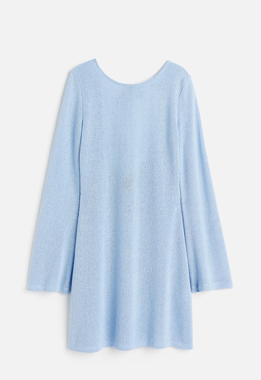 H&M - Tie-detail knitted dress - light blue