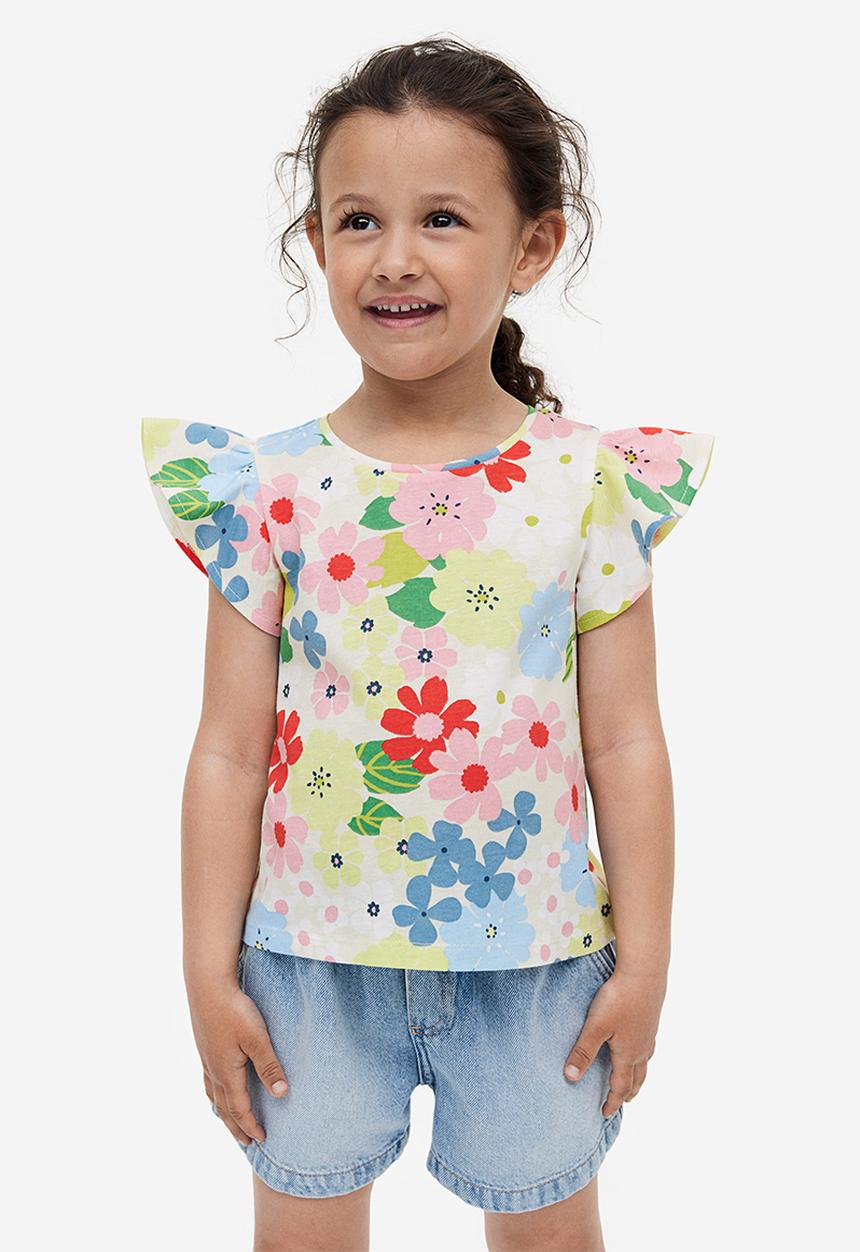 H&M - Flutter-sleeved jersey top - multi