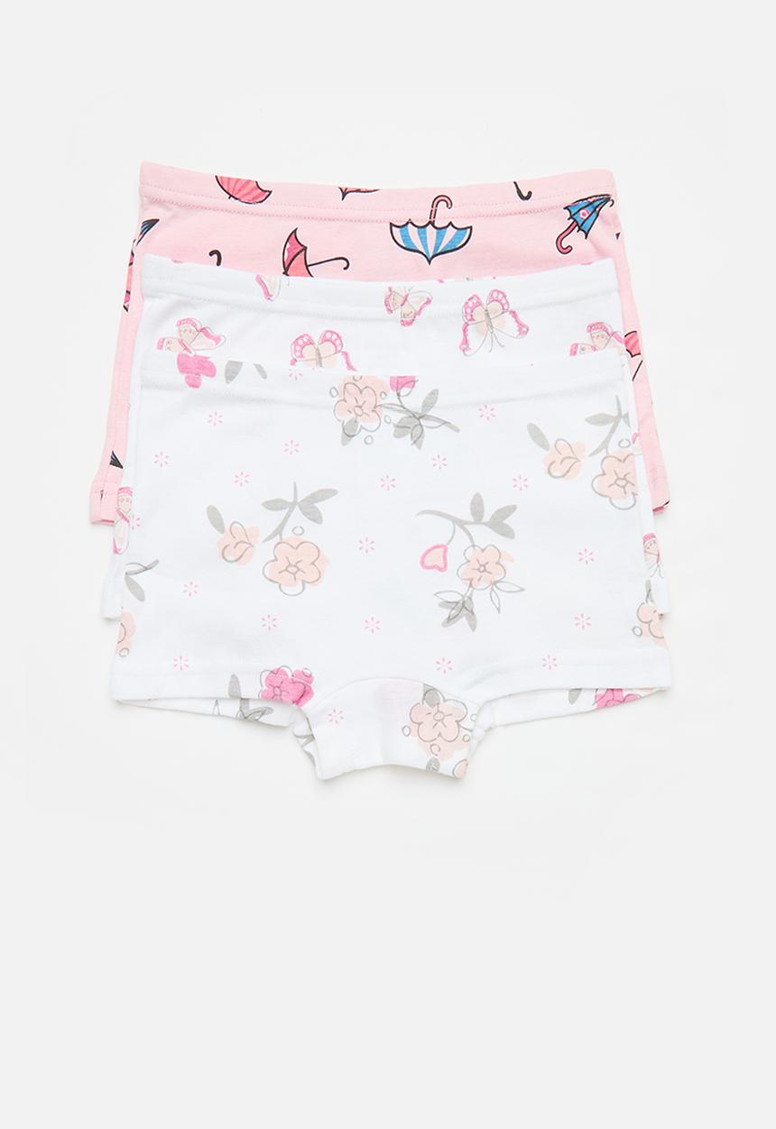 Pop Candy - 3 Pack boyshorts - pink & white