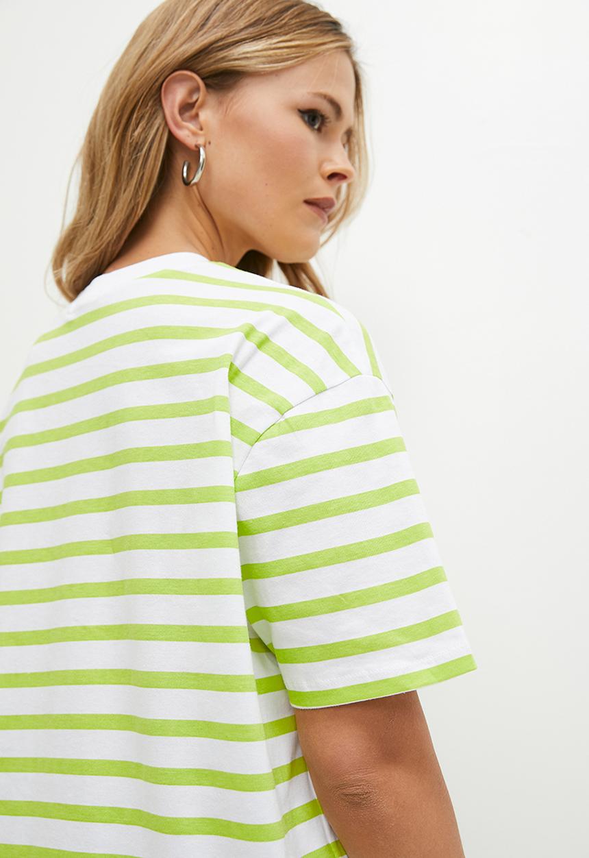 Superbalist - Striped Oversized Tee - green & white