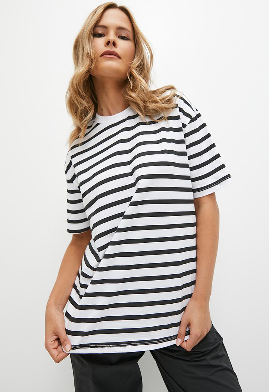 Superbalist - Striped Oversized Tee - black & white