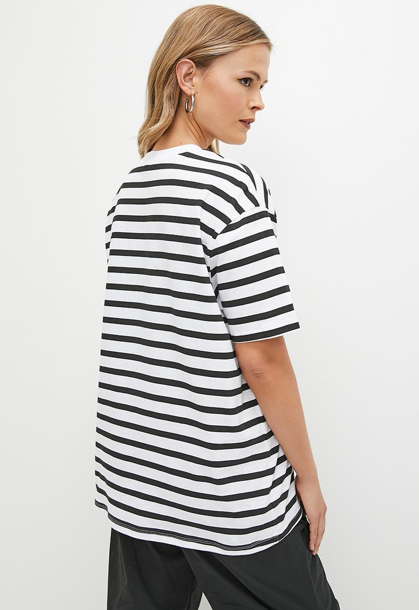 Superbalist - Striped Oversized Tee - black & white