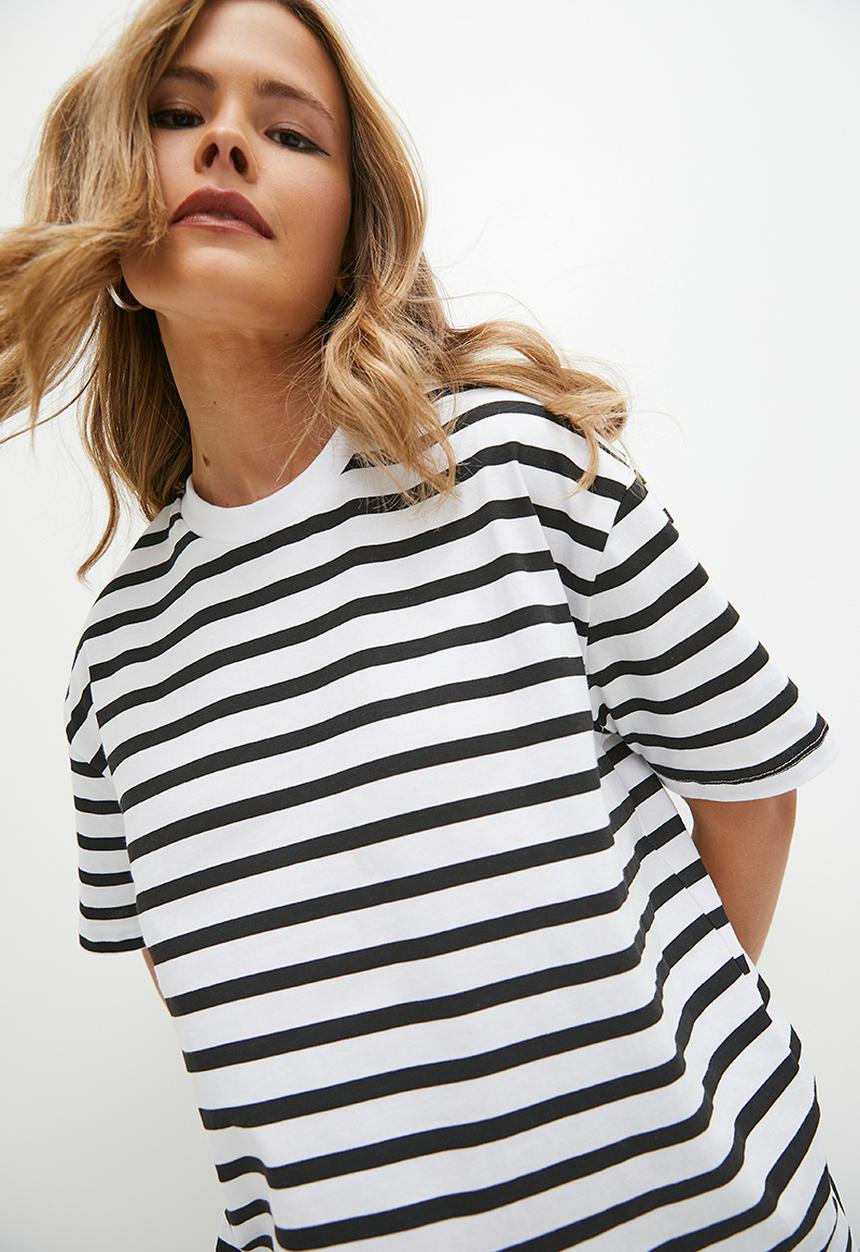 Superbalist - Striped Oversized Tee - black & white
