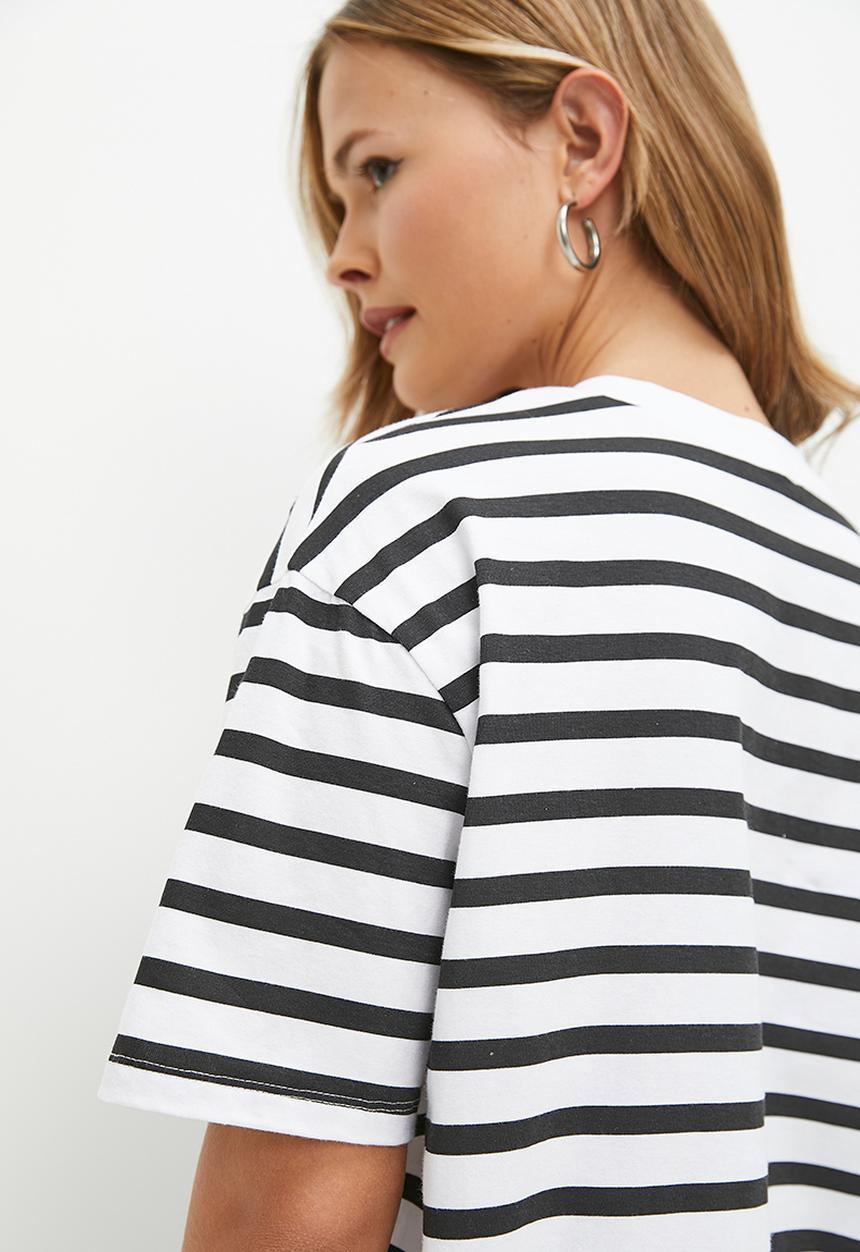 Superbalist - Striped Oversized Tee - black & white