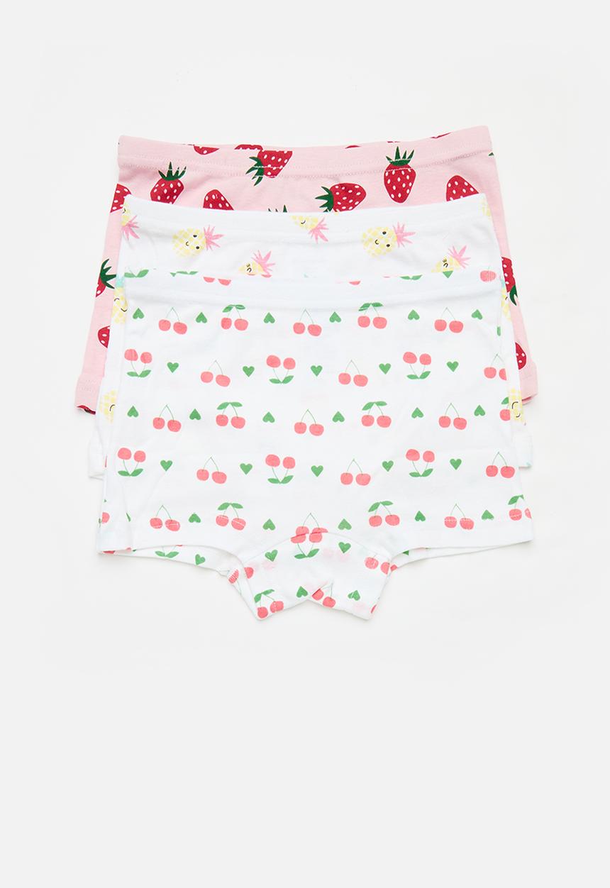 Pop Candy - 3 Pack boyshorts - white & pink