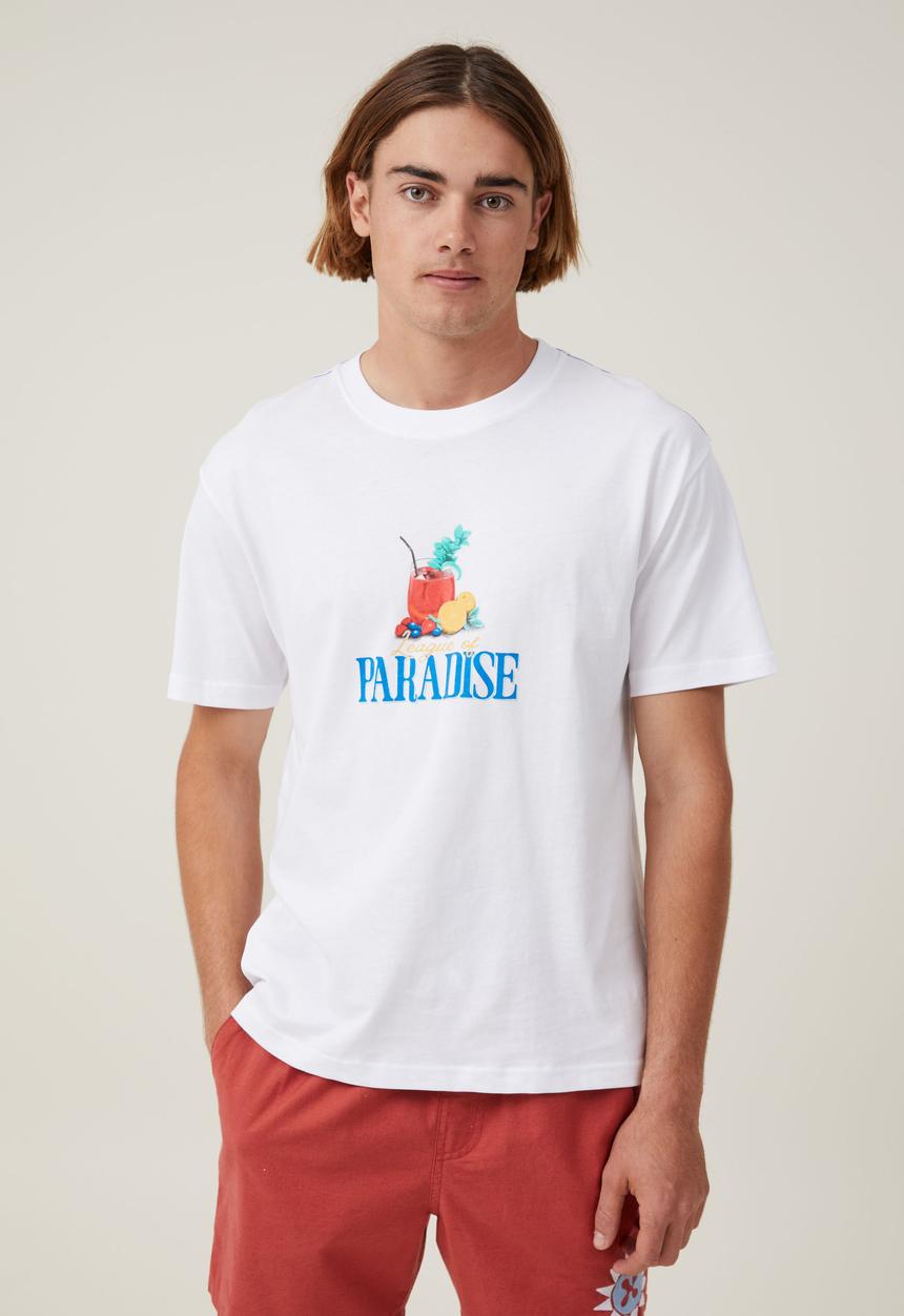 Cotton On - Premium loose fit art T-shirt - white/european tour 
