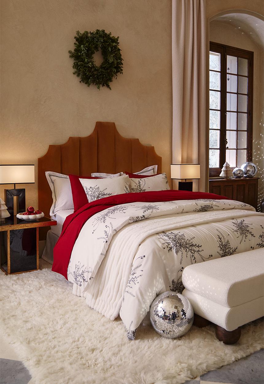H&M - Patterned double/king size duvet cover set - white