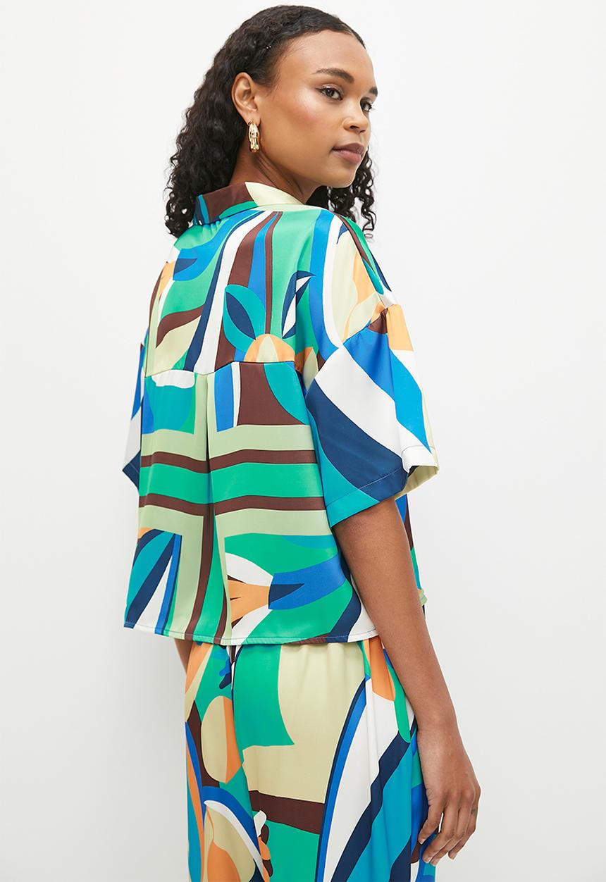Superbalist - Printed satin short sleeve shirt (co-ord) - multi