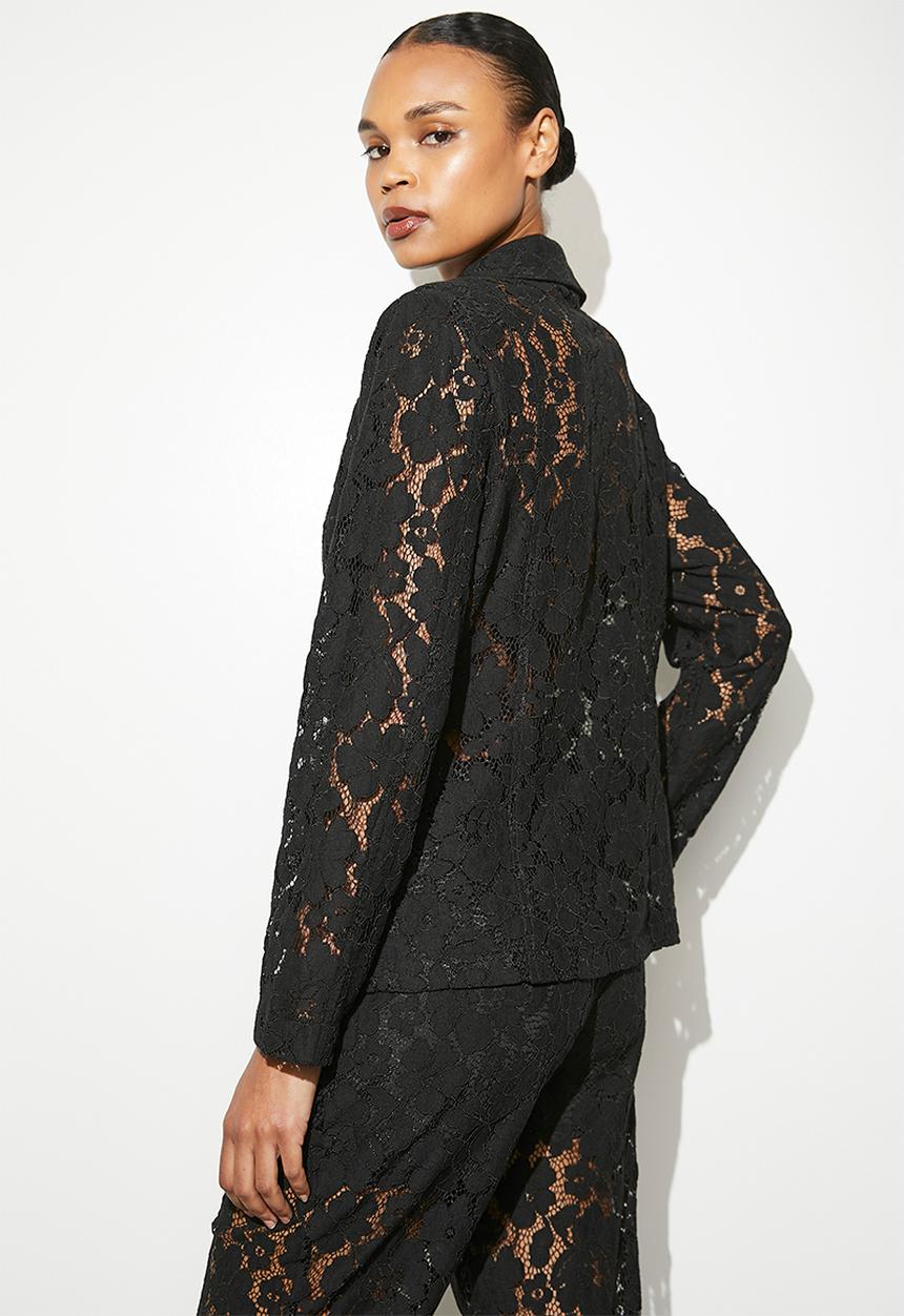 VELVET - Co-ord lace blazer - black