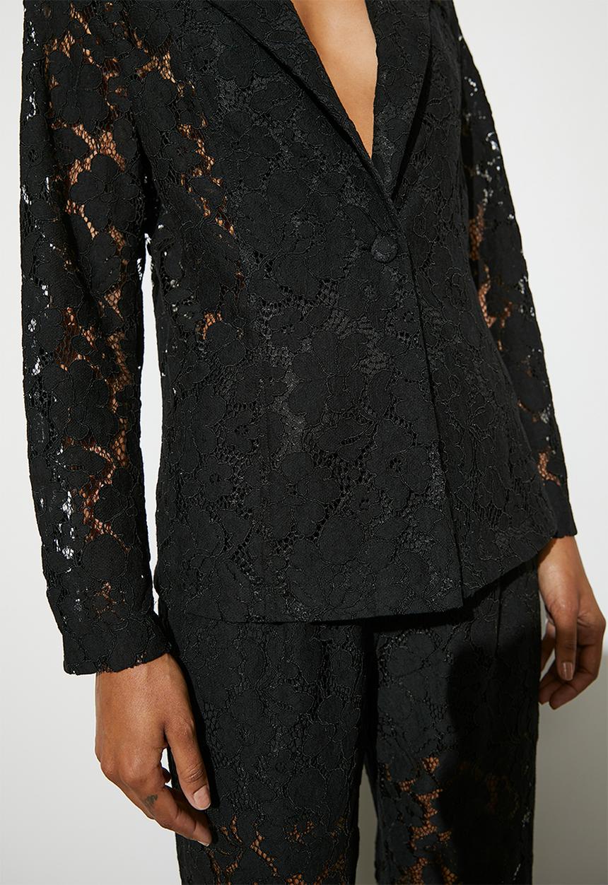 VELVET - Co-ord lace blazer - black
