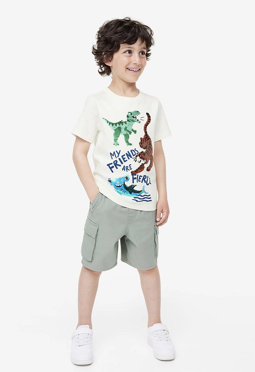 H&M - Reversible-sequin t-shirt - white