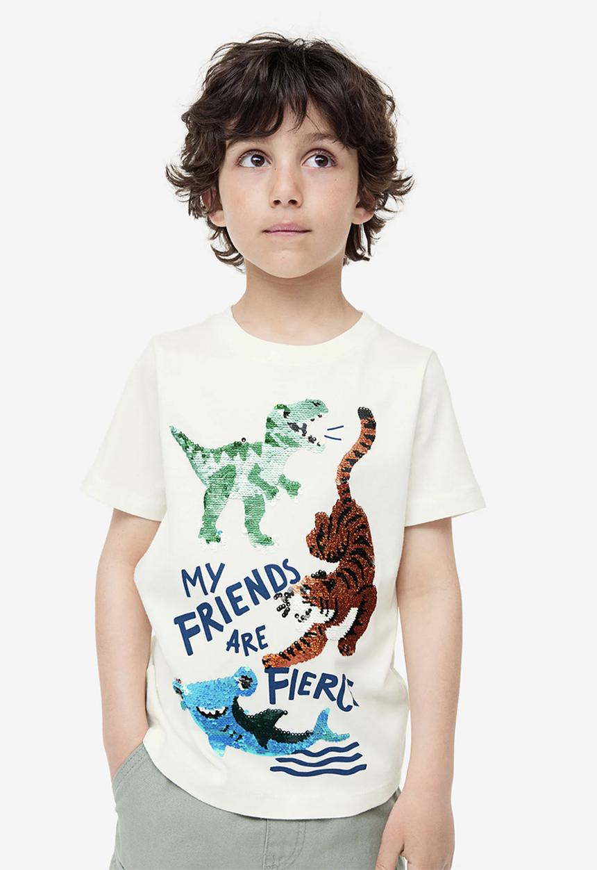 H&M - Reversible-sequin t-shirt - white