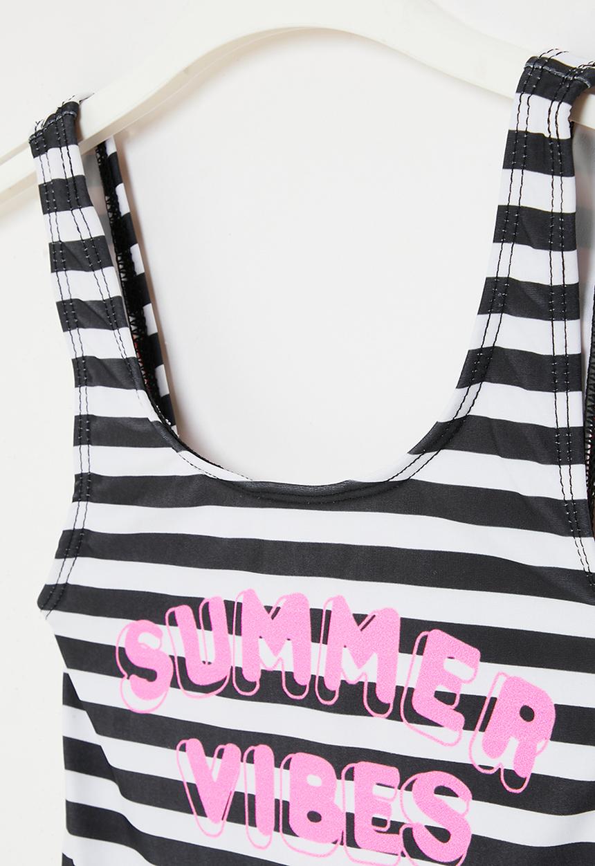 Pop Candy - One piece striped swimsuit - black & white