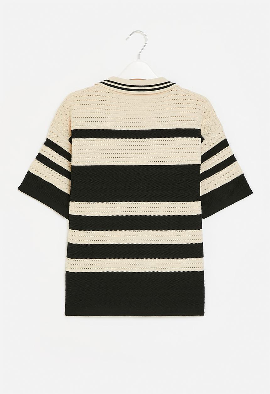 Pop Candy - Striped golf tee - stone and black