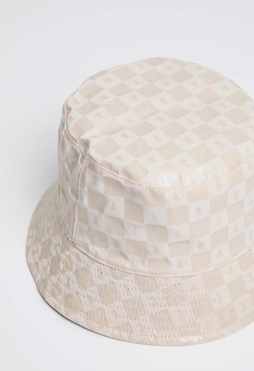 POLO - Block monogram reversible bucket - off white & black